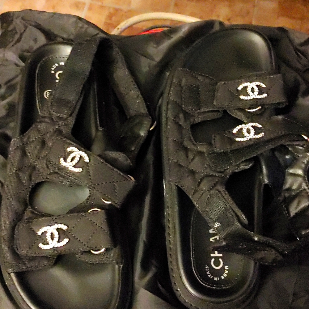 CHANEL Quilted Dad CC sandels
